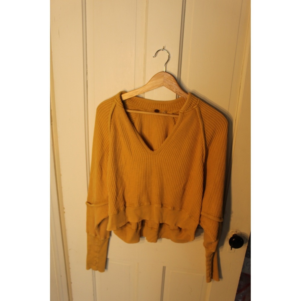 Free People Fp One Aubrey Thermal Dolman‎ Sleeve Yellow Pullover Top S